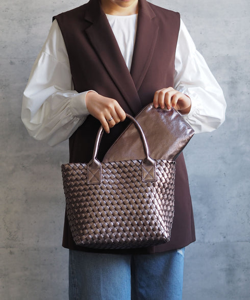 【雑誌掲載】メタリックメッシュトートバッグポーチセット 17-1015